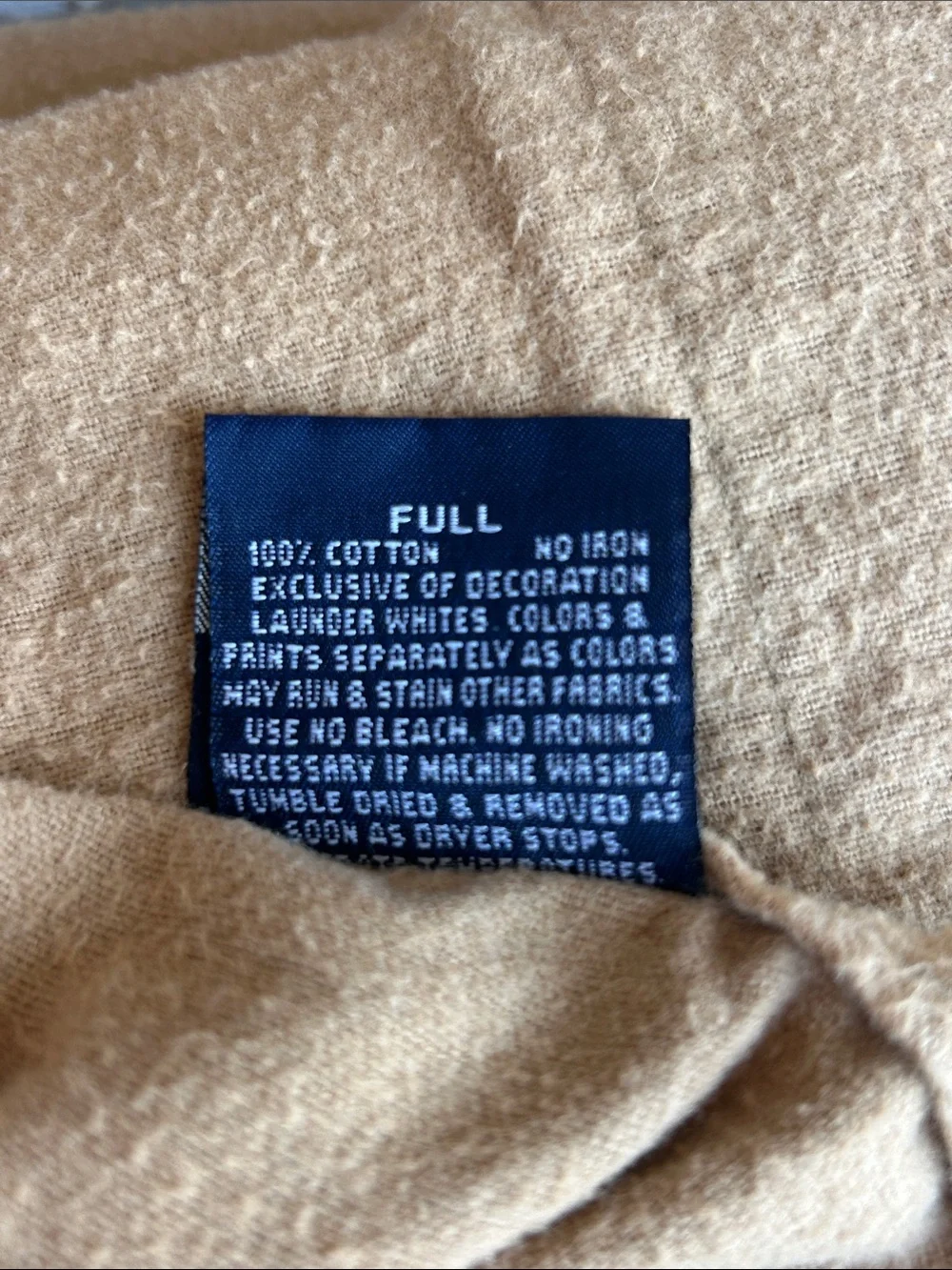 Vintage 90s Ralph Lauren Camel Flannel Full Sheet Set 4 piece USA 100% cotton
